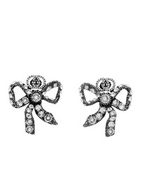 Gucci Silver Crystal Bow Earrings