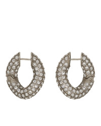 Balenciaga Silver Crystal Loop Earrings