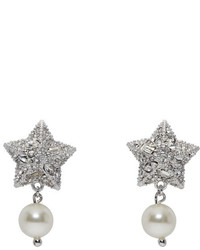 Miu Miu Silver Crystal Pearl Star Earrings