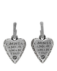 Gucci Silver Engraved Heart Earrings