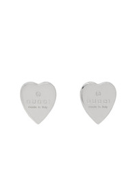 Gucci Silver Heart Logo Stud Earrings