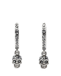 Alexander McQueen Silver Mini Skull Hoop Earrings