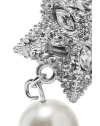 Miu Miu Silver Plated Crystal And Faux Pearl Earrings