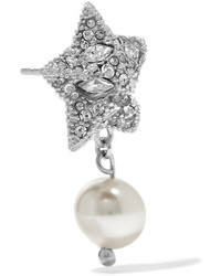 Miu Miu Silver Plated Crystal And Faux Pearl Earrings