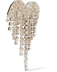 Saint Laurent Silver Plated Crystal Clip Earrings