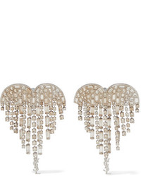 Saint Laurent Silver Plated Crystal Clip Earrings