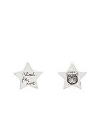 Gucci Silver Star Blind For Love Stud Earrings