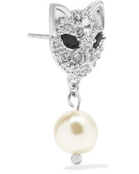 Miu Miu Silver Swarovski Crystal And Faux Pearl Earrings One Size