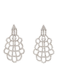 Gucci Silver Tennis Crystal Web Earrings