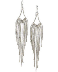 Steve Madden Silver Tone Crystal And Chain Chandelier Earrings