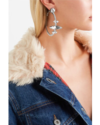 Miu Miu Silver Tone Crystal Clip Earrings