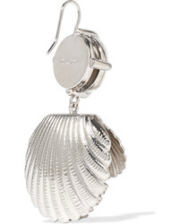 Miu Miu Silver Tone Swarovski Crystal And Faux Pearl Earrings