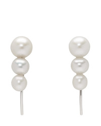 Saskia Diez Silver Triple Pearl Earrings