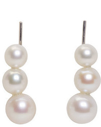 Saskia Diez Silver Triple Pearl Earrings