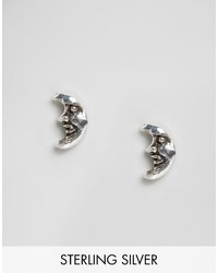 Asos Sterling Silver Mini Moon Stud Earrings