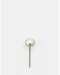 Asos Sterling Silver Mismatch Faux Pearl Through Earrings