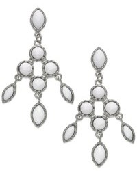 Style&co. Silver Tone White Faceted Stone Chandelier Earrings