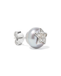 Carolina Bucci Superstellar 18 Karat White Gold Pearl And Diamond Earrings