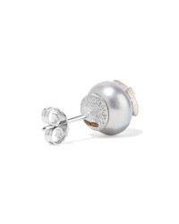 Carolina Bucci Superstellar 18 Karat White Gold Pearl And Diamond Earrings