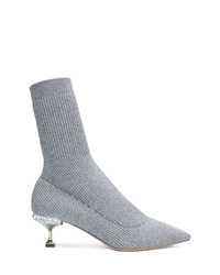 Miu Miu Lurex Knit Ankle Boots