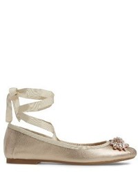 Badgley Mischka Karter Ii Embellished Ankle Wrap Ballet Flat