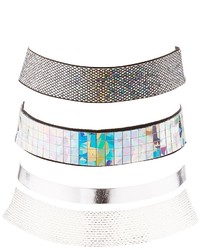 Charlotte Russe Holographic Woven Choker Necklaces 3 Pack