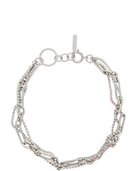 Justine Clenquet Silver And Pink Rosie Choker