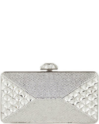 Judith Leiber Couture Diamond Crystal Box Clutch Bag Silver Rhinestone