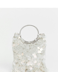 Accessorize Embellished Mermaid Sequin Clutch Bag With Ring Handle Detail