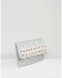 Asos Glitter And Embellished Foldover Clutch Bag