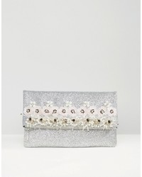 Asos Glitter And Embellished Foldover Clutch Bag
