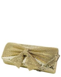 Jessica McClintock Metal Embellished Clutch With Bow Accent