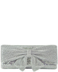 Jessica McClintock Metal Embellished Clutch With Bow Accent