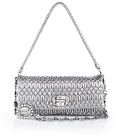 Miu Miu Embellished Metallic Shoulder Bag | Where to buy & how to wear