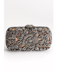 Natasha Couture Crystal Caged Floral Clutch