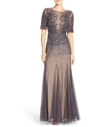 Adrianna Papell Embellished Mesh Mermaid Gown