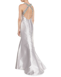 Mignon Embellished Neck Gown With Crisscross Back