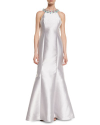 Mignon Embellished Neck Gown With Crisscross Back