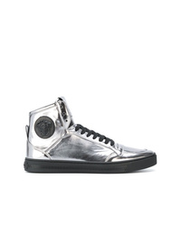 Silver Embellished High Top Sneakers