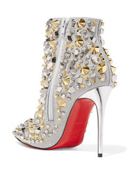 Christian Louboutin So Full Kate 100 Embellished Glittered Leather Ankle Boots