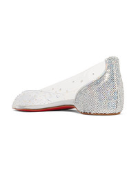 Christian Louboutin Degrastrass Embellished Pvc And Leather Point Toe Flats