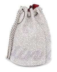 Christian Louboutin Marie Jane Crystal Embellished Suede And Leather Bucket Bag