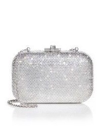 Silver Embellished Leather Clutch