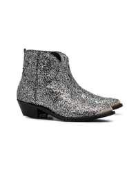 Golden Goose Deluxe Brand Silver Young 50 Glitter Embellished Cowboy Boots