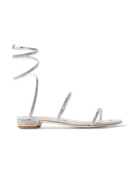 Rene Caovilla Cleo Crystal Embellished Metallic Leather Sandals