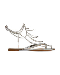 Gianvito Rossi Tennis Crystal Embellished Mirrored Leather Sandals