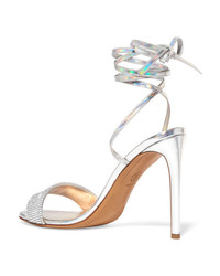 Alexandre Vauthier Kim Swarovski Crystal Embellished Iridescent Leather Sandals