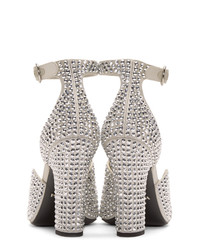 Prada Silver Crystal Embellished Py Heeled Sandals
