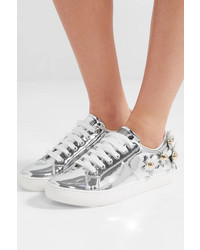 Marc Jacobs Daisy Appliqud Metallic Leather Sneakers