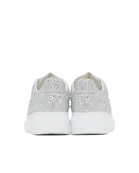 Alexander McQueen Silver And White Crystal Oversized Sneakers
